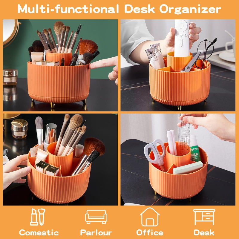 fanado 360 Rotate Makeup Brush Holder Organizer, Makeup Organizers Countertop, Makeup organization and Skincare Storage for Vanity, Desktop, Bathroom (Orange-Pink random) - Image 5
